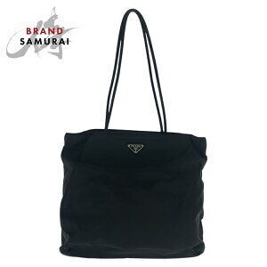 Prada Tessuto triangular logo plate black Nylon tote shoulder bag